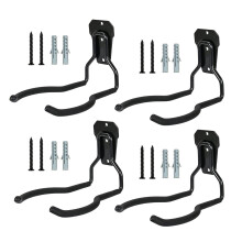 Garage Hooks Heavy Duty Wall Storage, RustResistant Double Utility Hooks for Tools, Black 4pcs