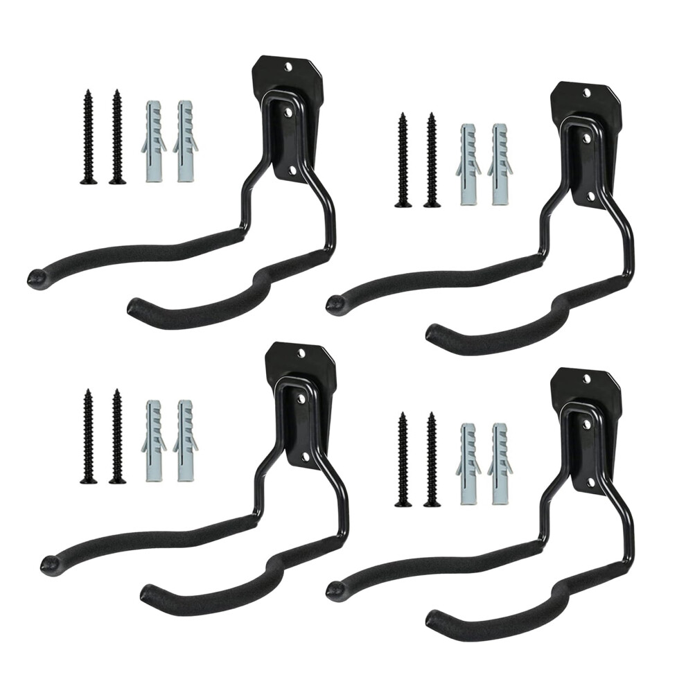 Garage Hooks Heavy Duty Wall Storage, Rustresistant Double Utility Hooks For Tools, Black 4Pcs 9070919949746