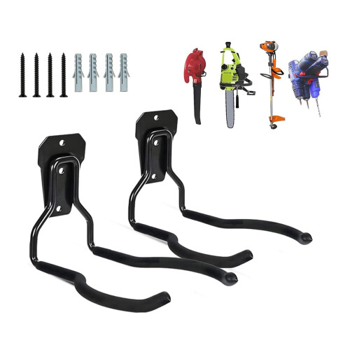 Garage Hooks Heavy Duty Wall Storage, RustResistant Double Utility Hooks for Tools, Black 4pcs 1