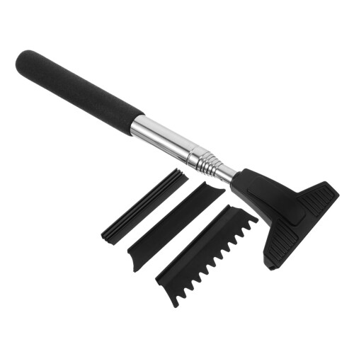 Car Rearview Mirror Wiper with Retractable Handle, Dual Function Windshield Cleaning Tool for All Cars