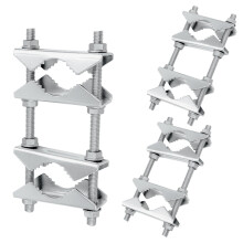 Heavy Duty Double Antenna Mast Clamp with V Jaw Grip, Mast to Mast Pole Mount Kit for Outdoor Use (2 Sets)