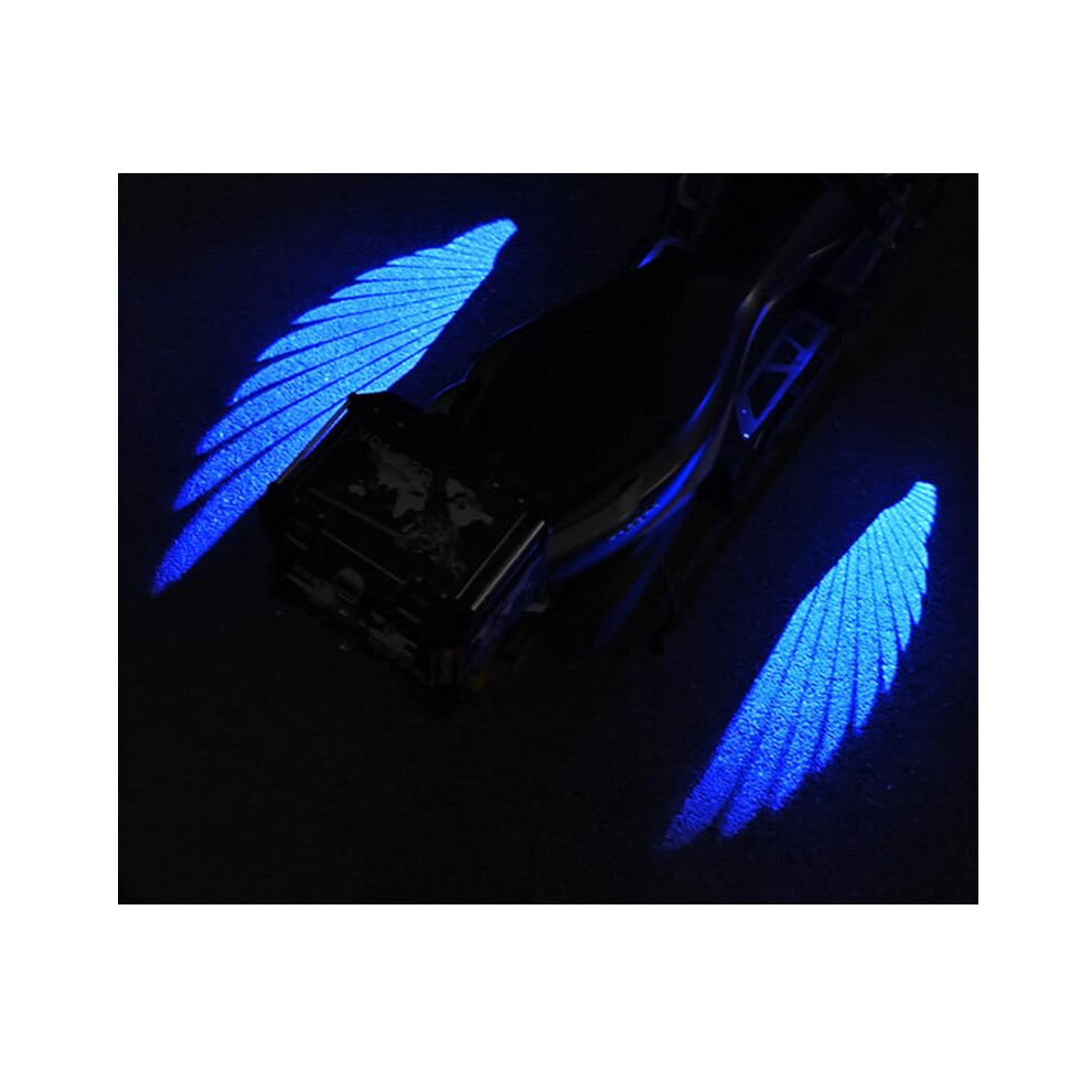 Motorcycle Led Projector Lights Waterproof Universal Fit Angel Wing 2Pcs Blue 9053599167600
