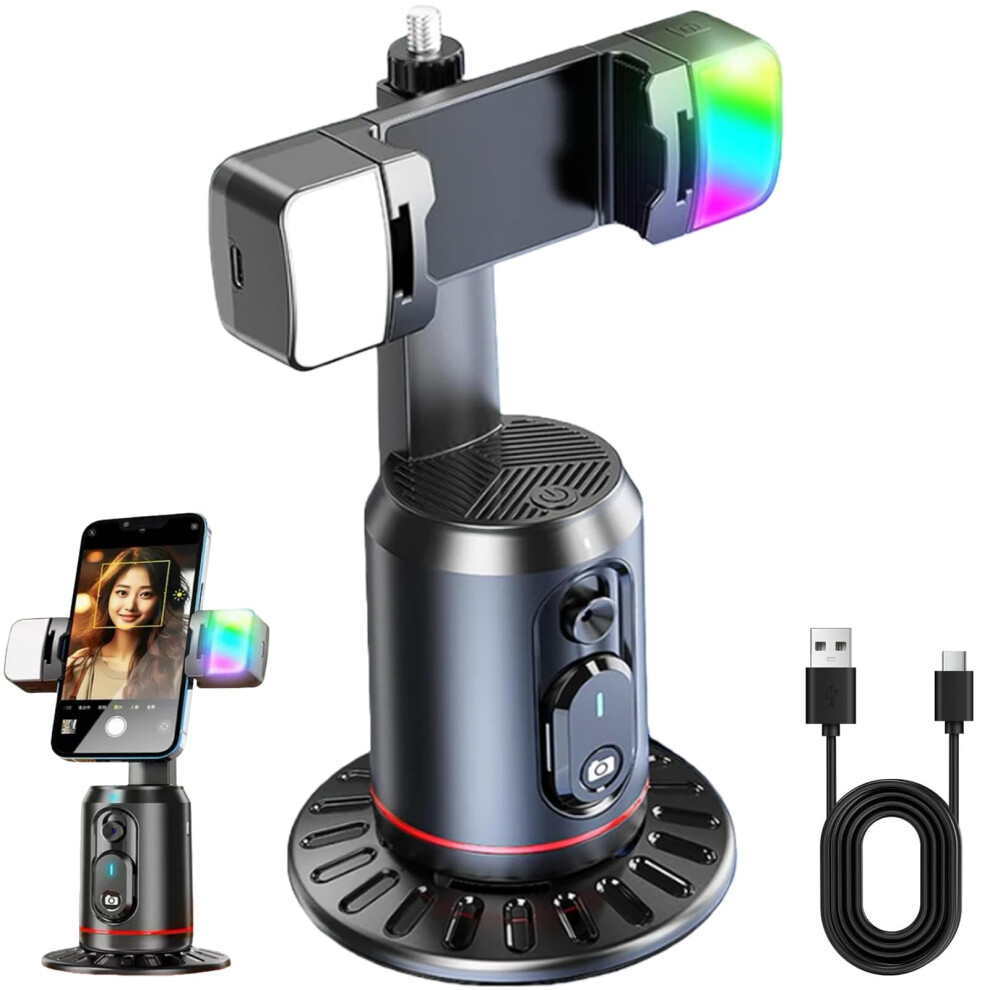 Ai Tracking Phone Stand With 360 Rotation, Gesture Control, Adjustable Dual Fill Lights For Vlogging 9053599167518