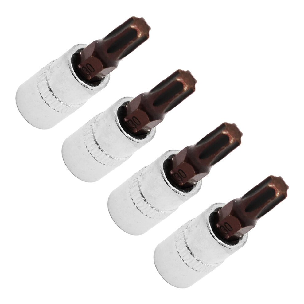 4Pcs 1/4 Inch Drive T30 Torx Bit Socket Set S2 Steel Crv For Ratchet Wrench Automotive 9455672840491
