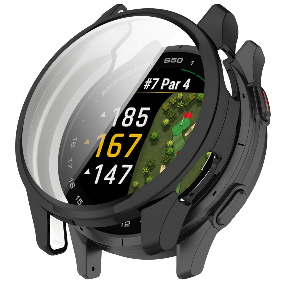 Case And Screen Protector For Garmin Approach S50, Full Coverage Shockproof Tpu Watch Cover Black 9455672840996