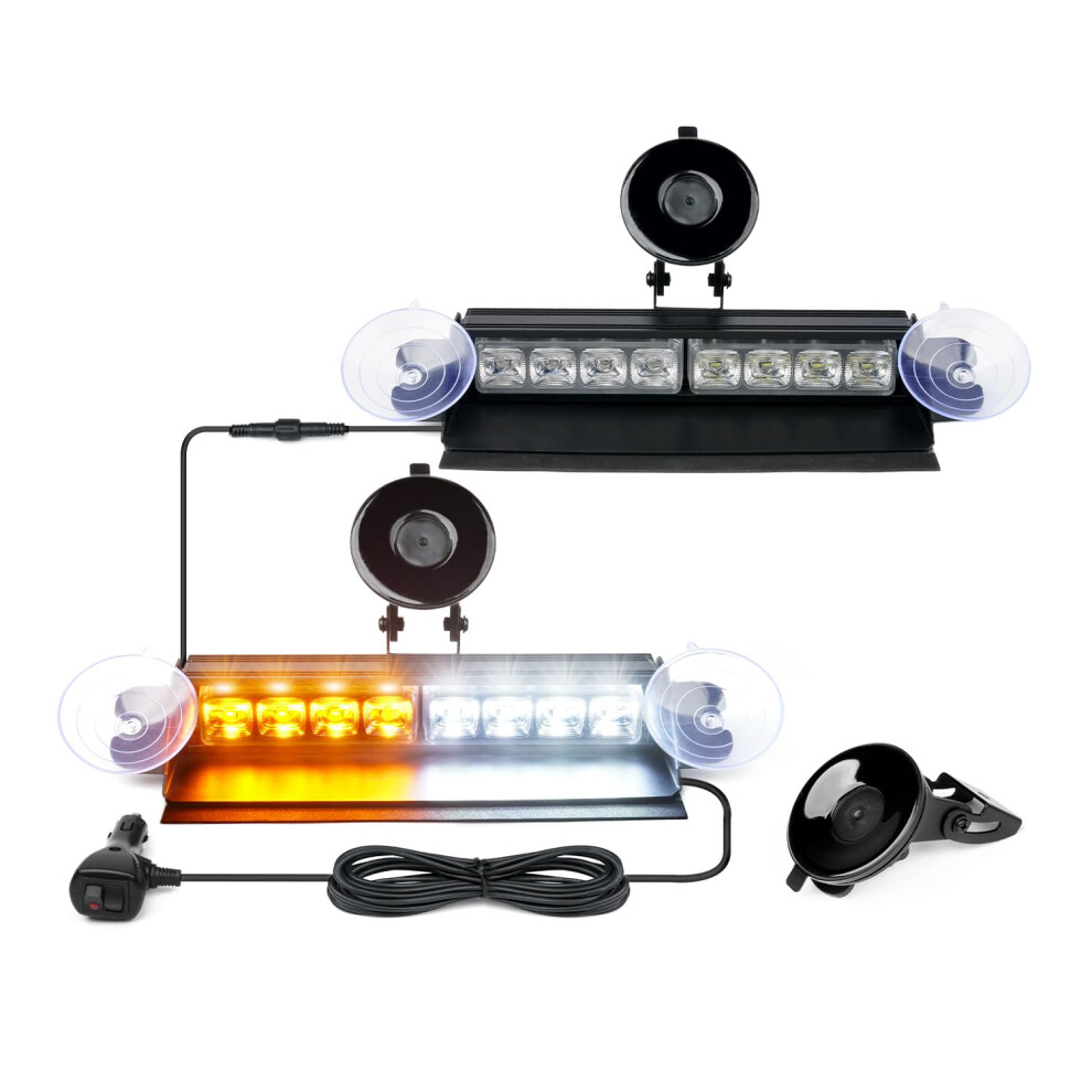 Led Strobe Lights For Vehicles, Windshield Mounted Emergency Bar 12V 15 Modes Amber/White/Light 9455672841337
