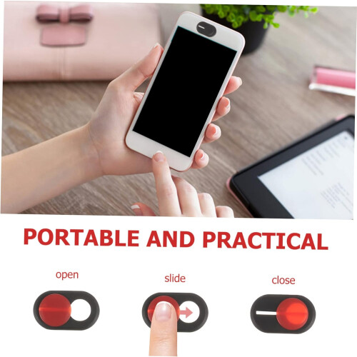 4pcs Webcam Cover Camera Privacy Protector for Laptop and Tablet, Sliding Ultra Thin Red 2