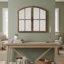 Arch Double Door Window Mirror Black-Gold 72x65 Cm