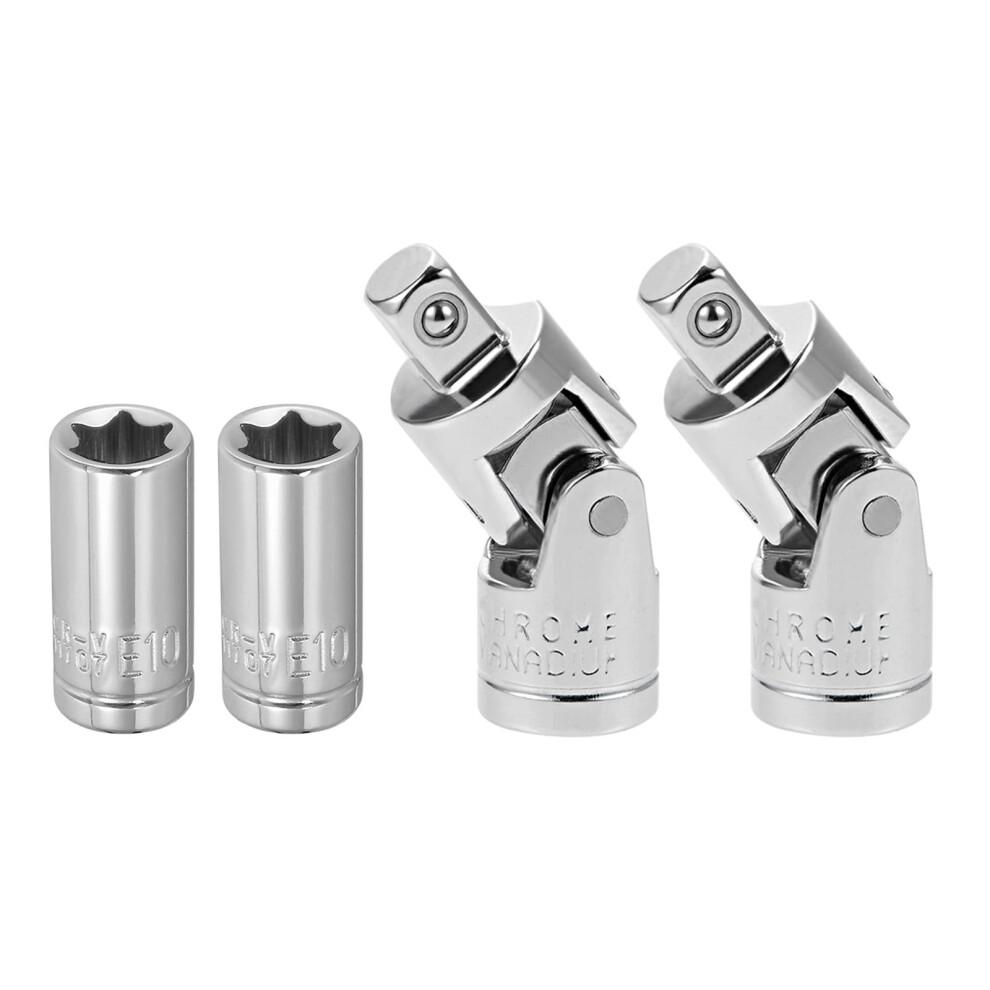 1/4 Inch Drive Torx Socket Set E10 With Spring Loaded Universal Joint 90 Swivel Chrome Vanadium 9053599168850