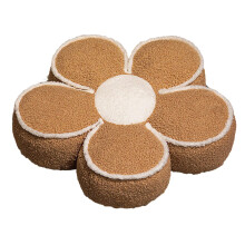 Flower Pillow Plush Cushion with Soft Teddy Velvet, Brown FlowerShaped Decorative Throw Pillow