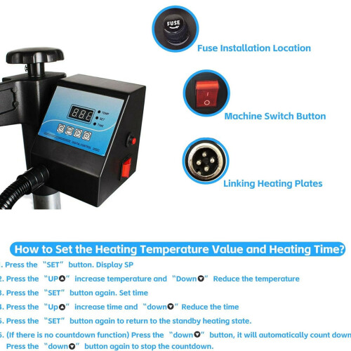 Heat Press Control Box 1400W with LED Display, Precise Temperature and Time Settings for TShirt Printing 1