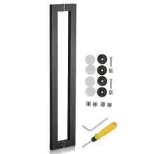 Barn Door Handle Brushed Stainless Steel Heavy Duty Pull for Glass Entry Doors 150cm Black