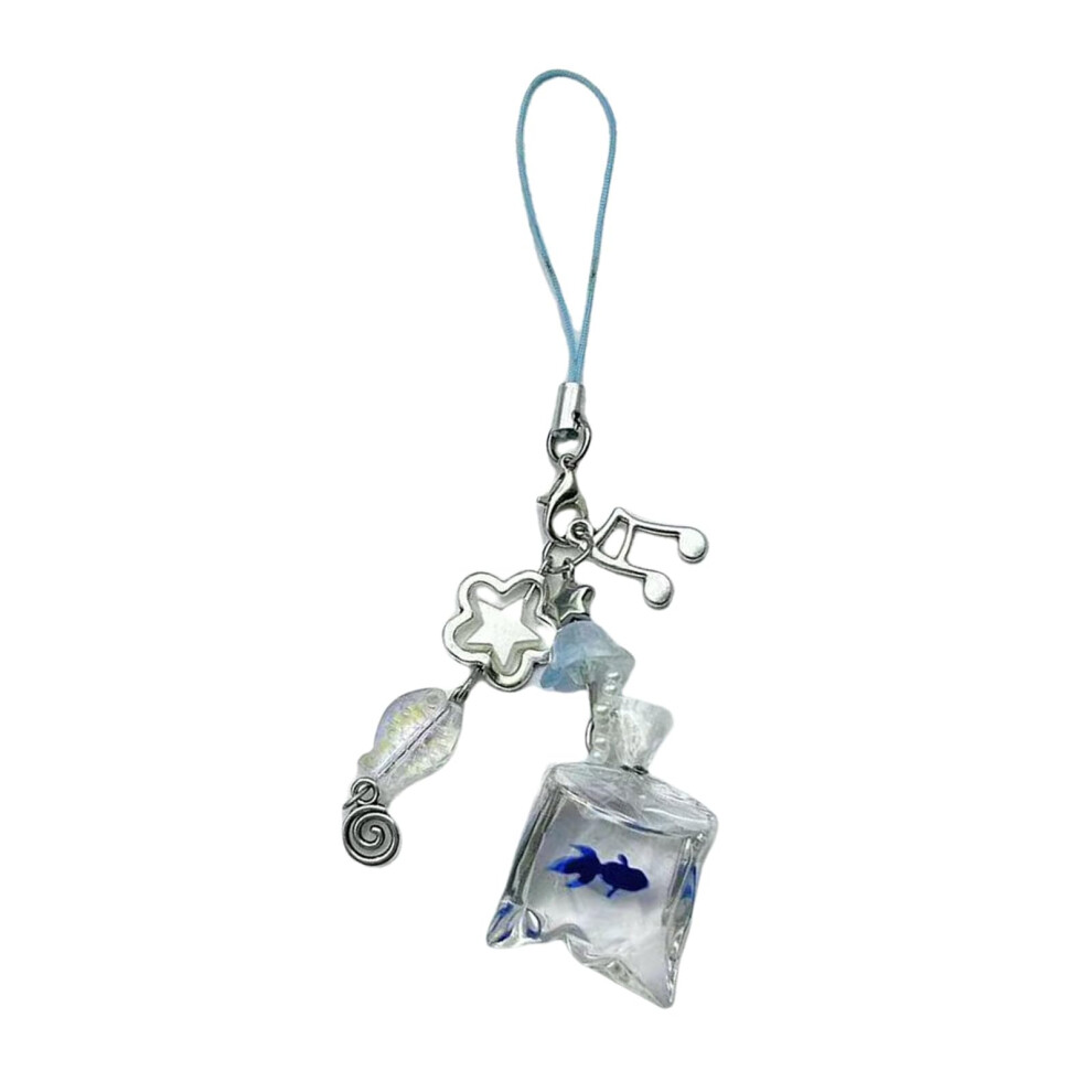 Fish Bead Phone Charm Handmade Strap With Resin Alloy Keychain Accessory For Bags Blue 9053599170259