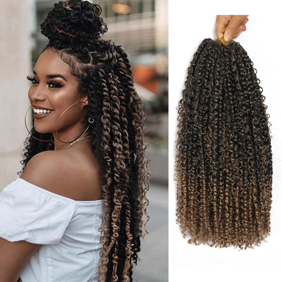 Passion Twist Crochet Hair 18 Inch T27 Color 9 Packs Pre Looped Boho Braids with Curly Ends