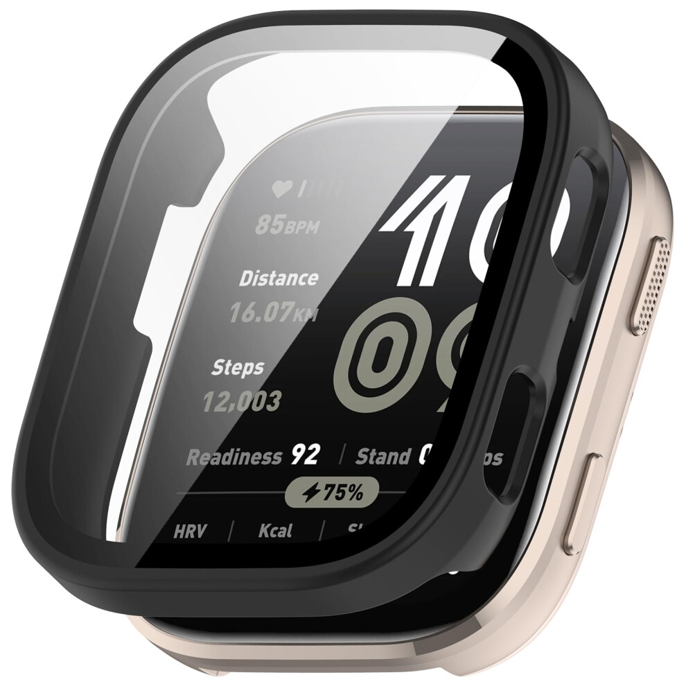 Case With Hd Tempered Glass Screen Protector Full Coverage Frosted Snapon Fit For Amazfit Bip 6 Black 9070919976100