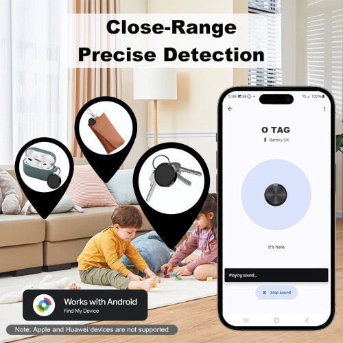Bluetooth Tracker Key Finder with Replaceable Battery, Compatible with Google Find My Device Locator for Android, Luggage and Backpack 1 Pack 1