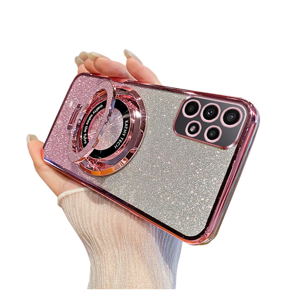 Glitter Kickstand Shockproof Case Cover With Magnetic Charging Compatible With Magsafe For Samsung Galaxy A23 5G Pink 9113335724433