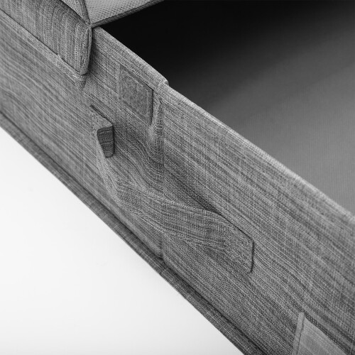 Foldable Under Bed Storage Box with Handles Grey Cotton Linen 2