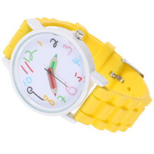 3Stk Gelbe Kinderuhr Cartoon Quarzuhr Armband Für Kinder