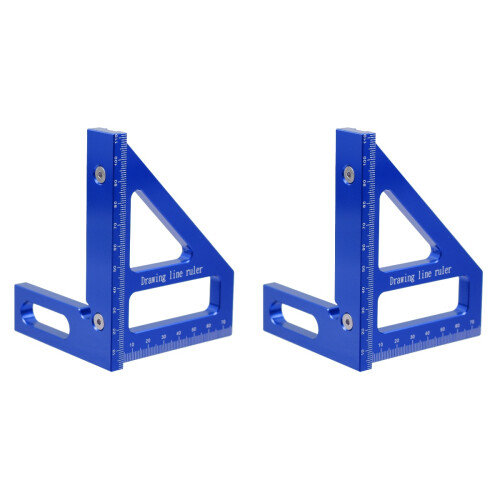 2Pièces Règle De Menuisier Aluminium Bleu Multi-Angles 45 90 Durable 2