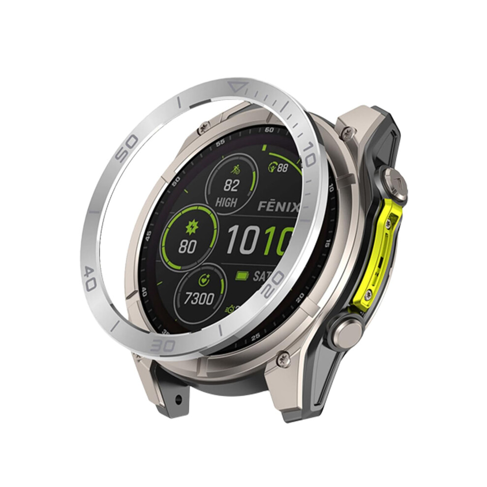 Bezel 47Mm Stainless Steel Scratch Resistant Cover For Garmin Fenix 8 Amoled Display Silvery White 9053599170747