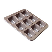1Pc Golden Non-Stick Carbon Steel Baking Pan 9-Grid Cake Mold