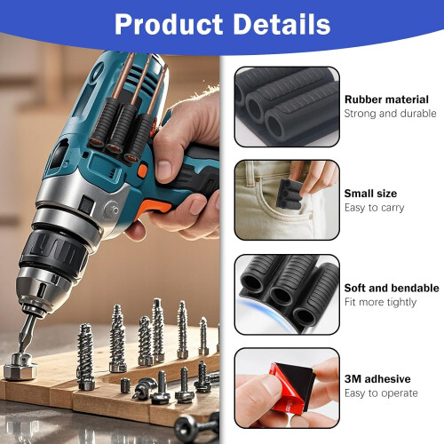 4 Pack Adhesive Drill Bit Holder for Impact Drivers and Drills, Compact Sleeve with Quick Bit Access 1