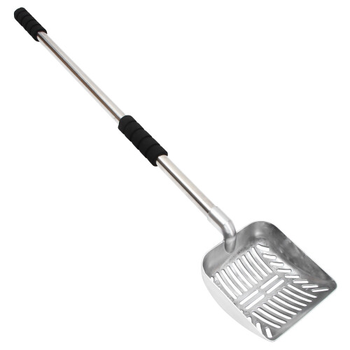3Pcs Durable Metal Cat Litter Scoops Black Telescoping Handle for Pets 2