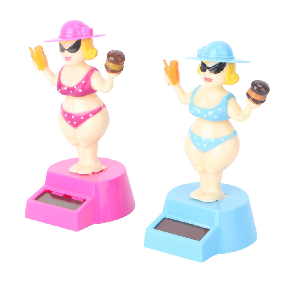 2Pcs Hawaiian Dashboard Bobblehead Figurines Set, Dancing Girl And Dog Car Ornaments 9070919951633