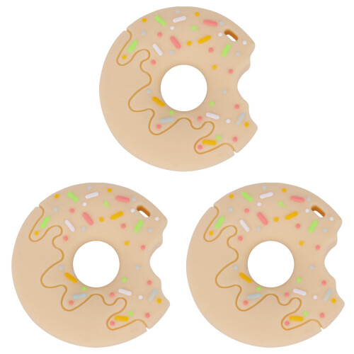 3Pcs Khaki Baby Teether Silicone Soft Textured Infant Chewing Toy 1