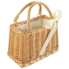 4Pcs Handwoven Wicker Basket Purse Light Brown for Fruit and Flower