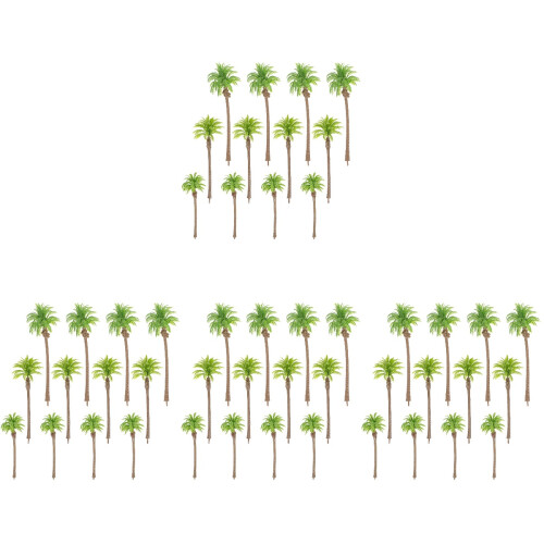 48Pcs Green Mini Palm Trees Artificial Plastic for Train Model Decor 2