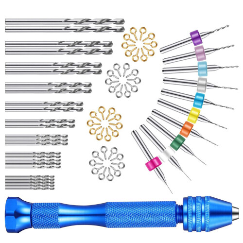 76 Pcs Hand Drill Set Pin Vise Mini Drill Bits Rotary Tool