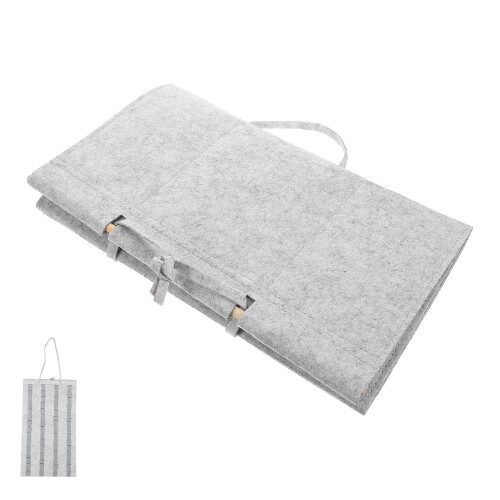 4Pcs Drum Stick Storage Bag Felt Wood Organizer Wall Mount Light Grey