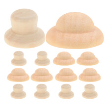 200Pcs Beige Wooden Peg Dolls Hat Unfinished DIY Craft Decorative Hats