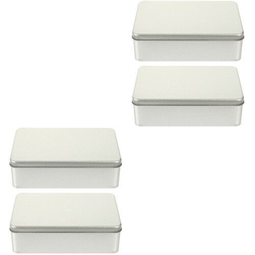 4Pcs Portable Silver Tinplate Gift Storage Boxes Small Item Cases 1