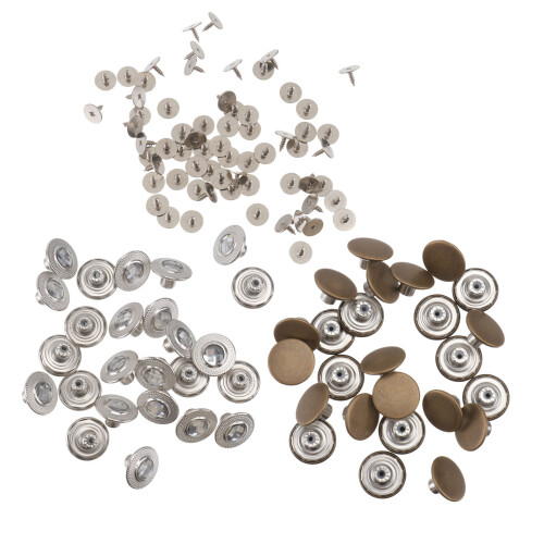 100Pcs Silver Metal Jeans Buttons Durable Adjustable Snap Fasteners 1
