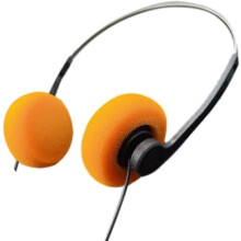Orange Retro Wired OverEar Headphones with Foldable Lightweight Design and Cushioned Ear Cups