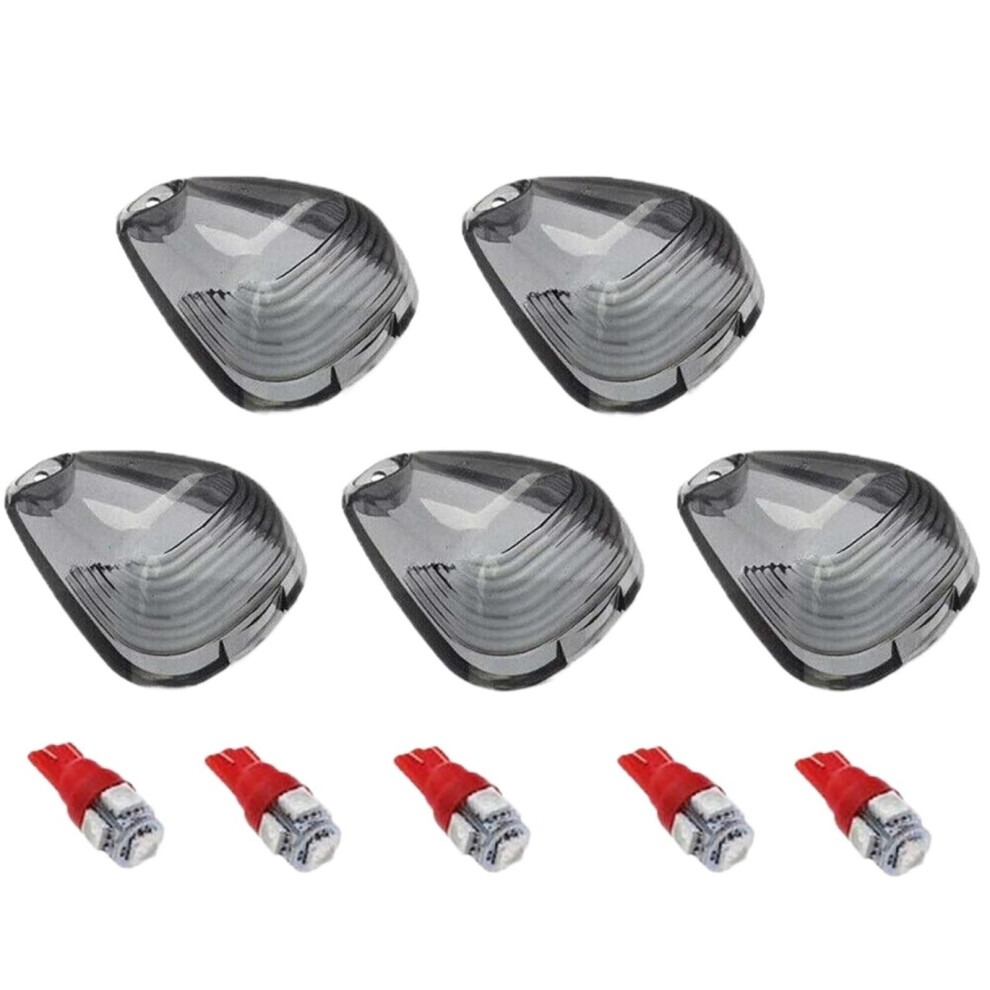 5Pcs Smoke Cab Marker Lights Covers With Bright Led For Ford F150 F250 F350 F450 F550 Red 9113335724716