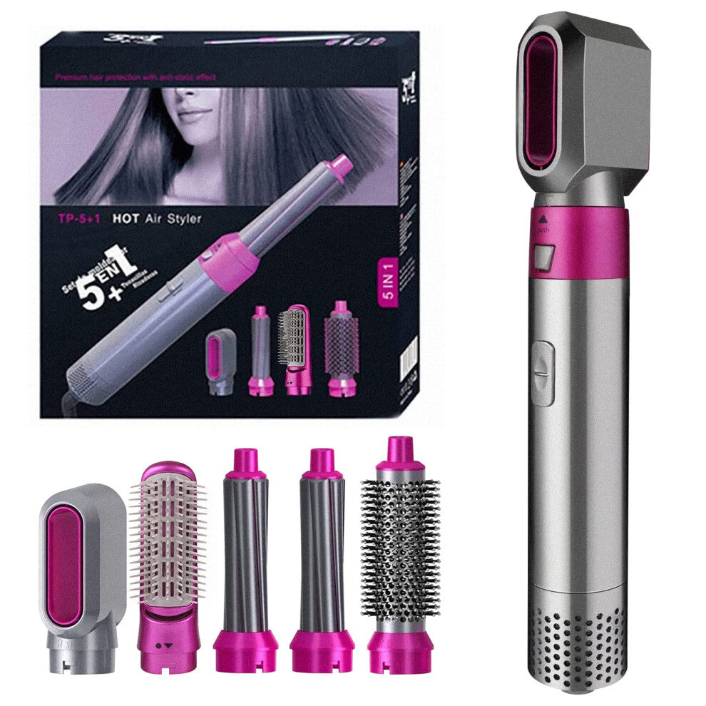 5 in 1 Multifunctional Hair Styler with Interchangeable Attachments for Drying, Curling and Straightening