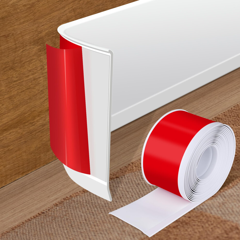 Peel And Stick Baseboard Trim Waterproof Flexible Pvc Molding 4In X 20Ft White For Walls And Floors 9070919976865