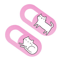 2pcs Pink Cute Cat Webcam Cover UltraThin Privacy Protection for Laptop Tablet and Phone
