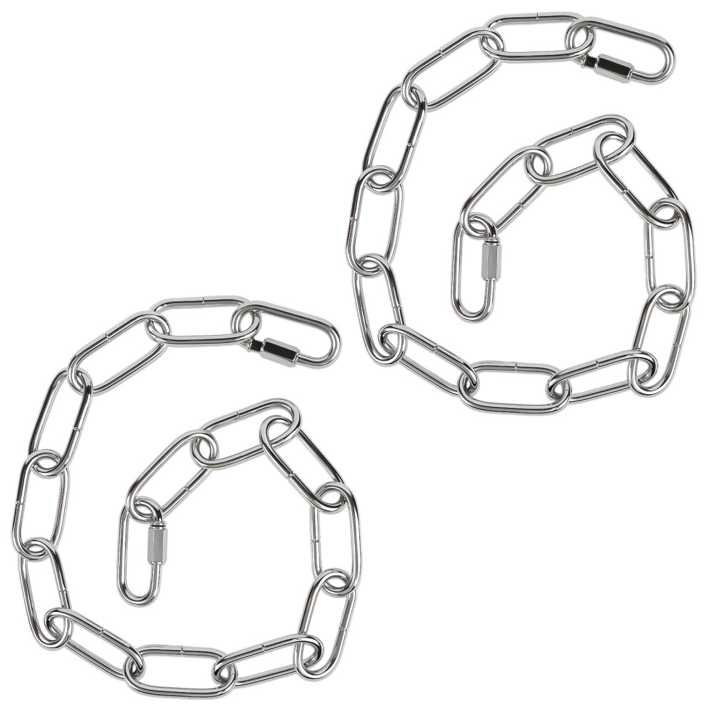 2 Pcs Stainless Steel Gate Chain Lock With Heavyduty Carabiners, Adjustable Outdoor Fence Security For Pets 9070919977169
