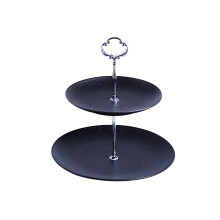Tiered Cake Stand Ceramic 2 Tier Dessert Stand with Detachable Trays for Weddings Parties Silver