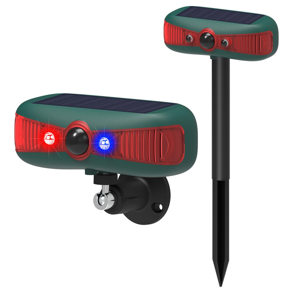 Solar Motion Sensor Alarm With Dual 130Db Sirens, 13 Sounds, Strobe Lights For Outdoor Security 9113335725263