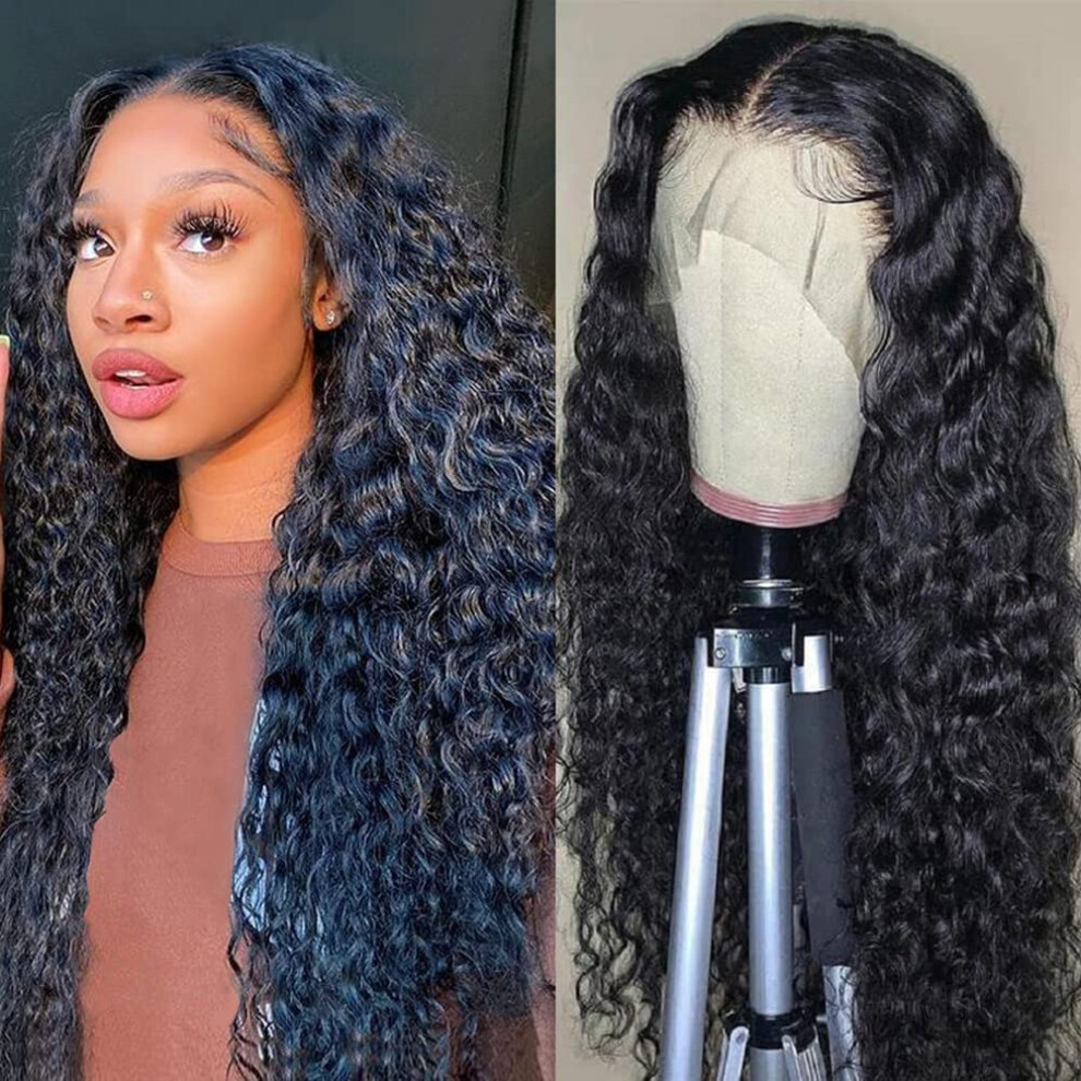 18 Inch Wet and Wavy Human Hair Lace Front Wig Glueless Pre Plucked 180% Density for Women