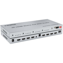 HDMI Matrix Switch 4x4 with Audio, 4K Ultra HD Seamless Switching for Multiple Displays and Devices
