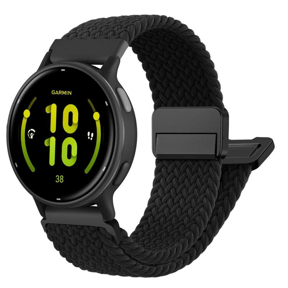 20Mm Magnetic Braided Nylon Watch Band With Adjustable Elastic Fit For Garmin Vivoactive Venu Sq 9113335725508