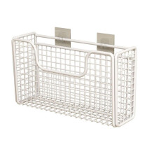 Kitchen Storage Rack Metal Hanging Organizer with Hooks for Cabinet and Bathroom 1pc White