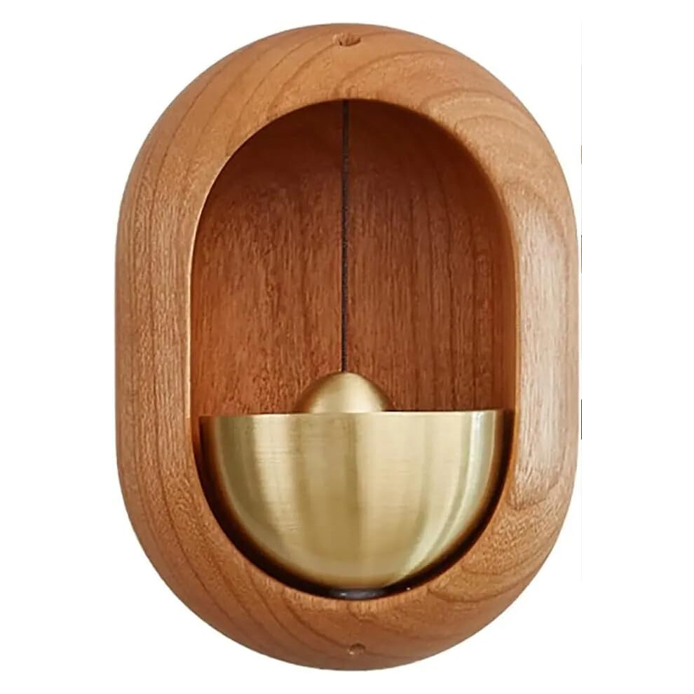 Wooden Doorbell With Brass Bell, Vintage Decorative Chime For Home, Store, Easy Magnetic Install 9174973498025